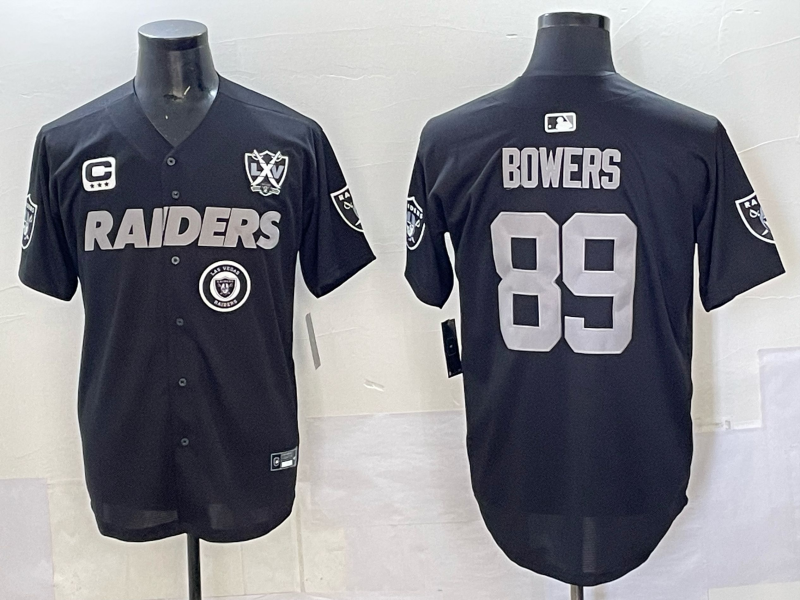 Men Oakland Raiders #89 Bowers Black Nike 2025 Limited NFL Jersey 001